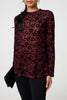 Burgundy | Floral Mesh Layered Long Sleeve Peplum Top
