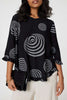 Black | Abstract Print Frill Hem Tunic Top