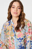 Blue | Floral Print Longline Semi Sheer Shirt
