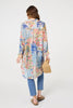 Blue | Floral Print Longline Semi Sheer Shirt
