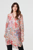 Pink | Floral Print Longline Semi Sheer Shirt : Model is 5'9