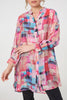Pink | Printed Long Sleeve Semi Sheer Shirt
