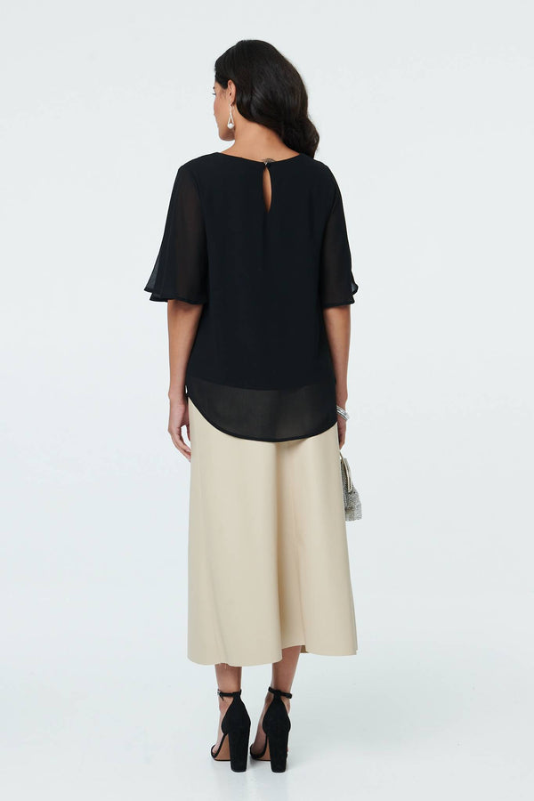 Black | Diamante Embellished Layered Blouse