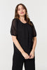 Black | Polka Dot Print Semi Sheer Blouse
