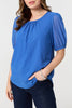 Indigo | Polka Dot Print Semi Sheer Blouse
