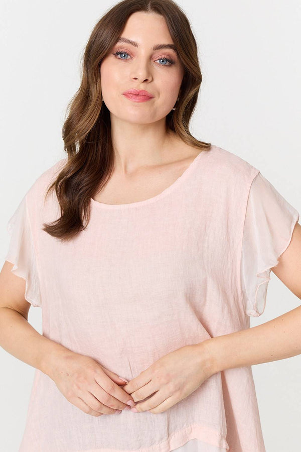 Pink | Cap Sleeve Relaxed Longline Tunic Top
