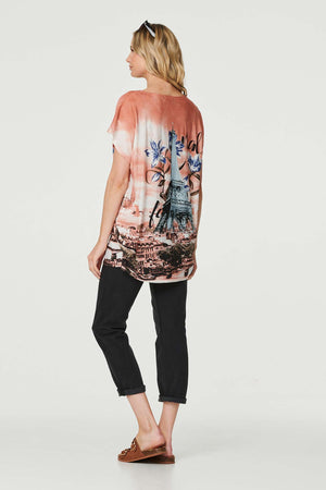 Orange | Eiffel Tower Graphic Relaxed Top