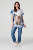 Blue | Embellished Kitten Print Top