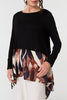 Black | Colour Block Curve Hem Relaxed Tunic
