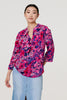 Pink | Floral 3/4 Sleeve Collarless Blouse