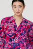 Pink | Floral 3/4 Sleeve Collarless Blouse