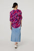 Pink | Floral 3/4 Sleeve Collarless Blouse