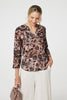 Beige | Floral 3/4 Sleeve Curve Hem Blouse
