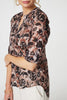 Beige | Floral 3/4 Sleeve Curve Hem Blouse

