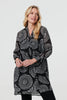 Black | Abstract Sheer Relaxed Longline Blouse
