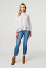 White | Embroidered Lace Long Sleeve Shirt

