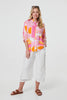 Pink | Abstract 3/4 Sleeve Relaxed Shirt
