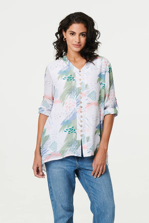 Sage | Abstract 3/4 Sleeve Relaxed Blouse
