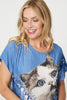 Blue | Embellished Graphic Print Tunic Top