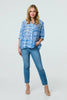 Blue | Aztec Print 3/4 Sleeve Relaxed Blouse
