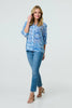 Blue | Aztec Print 3/4 Sleeve Relaxed Blouse
