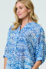 Blue | Aztec Print 3/4 Sleeve Relaxed Blouse
