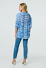 Blue | Aztec Print 3/4 Sleeve Relaxed Blouse
