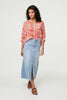 Orange | Aztec Print 3/4 Sleeve Relaxed Blouse
