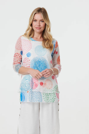 White | Printed Semi Sheer Layered Relaxed Tunic
