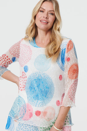 White | Printed Semi Sheer Layered Relaxed Tunic
