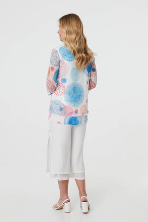 White | Printed Semi Sheer Layered Relaxed Tunic
