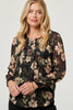Green | Floral Long Sleeve Chiffon Layer Blouse
