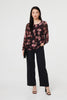 Pink | Floral Long Sleeve Chiffon Layer Blouse
