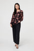 Pink | Floral Long Sleeve Chiffon Layer Blouse
