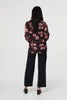 Pink | Floral Long Sleeve Chiffon Layer Blouse
