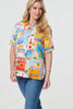 Orange | Printed Short Sleeve Curve Hem Shirt
