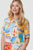 Orange | Printed Short Sleeve Curve Hem Shirt
