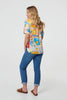 Orange | Printed Short Sleeve Curve Hem Shirt
