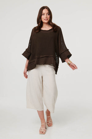 Chocolate | Semi Sheer Mesh Relaxed Layered Top