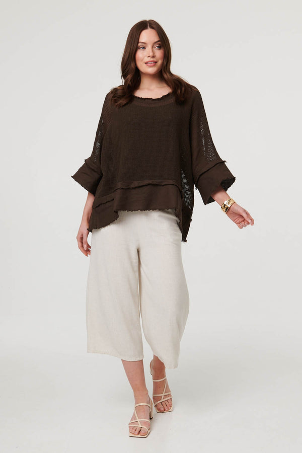 Chocolate | Semi Sheer Mesh Relaxed Layered Top