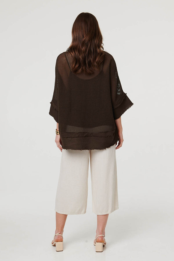 Chocolate | Semi Sheer Mesh Relaxed Layered Top