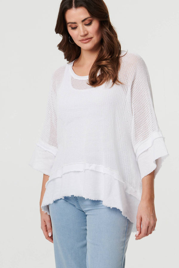 White | Semi Sheer Mesh Relaxed Layered Top