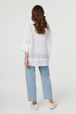 White | Semi Sheer Mesh Relaxed Layered Top