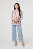 Pink | Floral Layered Tunic Top with Scarf
