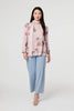 Pink | Floral Layered Tunic Top with Scarf
