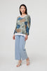 Sage | Polka Dot Long Sleeve Top with Necklace