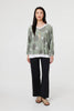 Khaki | Printed Long Sleeve Top with Necklace
