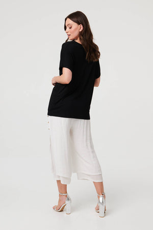 Black | Sparkly Heart Detail Relaxed T-Shirt