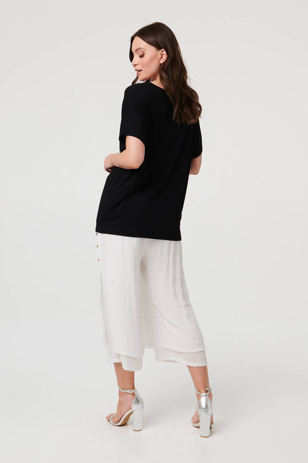 Black | Sparkly Heart Detail Relaxed T-Shirt