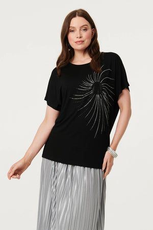 Black | Sparkly Detail Relaxed T-Shirt